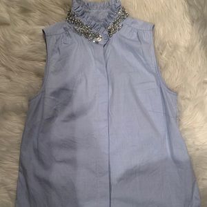 J Crew sleeveless bejeweled neck blouse